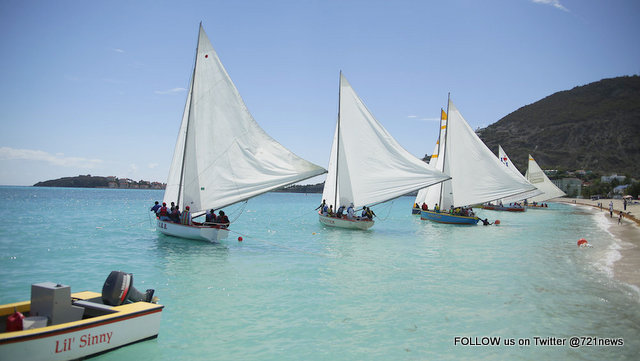 Several of the boats preparing for the boat race.