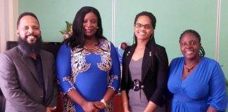 Minister Rita Bourne-Gumbs met with the two recipients of study grants for capacity building from the United Nations Educational, Scientific and Cultural Organization (UNESCO).