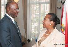 Minister Plenipotentiary Fleming-Artsen receives courtesy visit from Governor Holiday