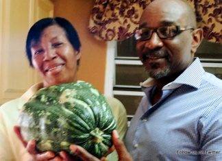 Minister Connor presents School Garden Pumpkin to I-CAN Foster Home