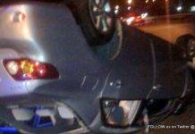 Not a good way to start the weekend, car flipped upside down on AJC Brouwers road