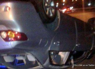 Not a good way to start the weekend, car flipped upside down on AJC Brouwers road