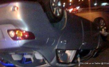 Not a good way to start the weekend, car flipped upside down on AJC Brouwers road