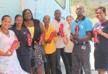 Ministry of Public Health receives water bottle donation from NV GEBE for Mobile Health Clinic Bus
