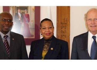 Minister Plenipotentiary Fleming-Artsen receives courtesy visit from Council of Law Enforcement Reps Richards and Bot