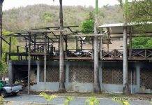 Part of treelounge at the loterie farm went up in flames