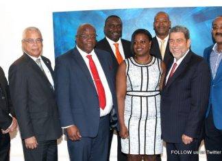 Prime Minister Gumbs, Minister Hassink and Vice Presidents of Parliament Marlin-Romeo and De Weever attend Monetary Council Meeting
