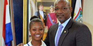 Minister of Tourism Connor receives visit from Pageant Winner York
