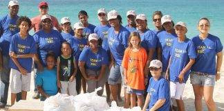 Volunteers during the RBC beach clean up on Simpson Bay Beach Bay