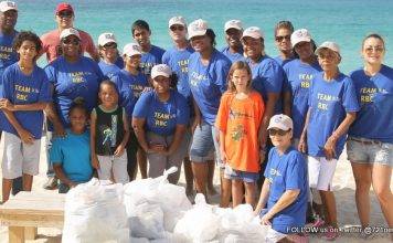 Volunteers during the RBC beach clean up on Simpson Bay Beach Bay