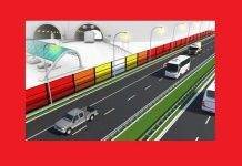 Start of test with solar energy generating noise barriers alongside highway