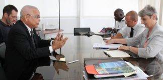 Prime Minister Gumbs meets with St. Martin Prefete Laubies regarding preparations for Hurricane Danny