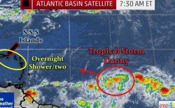 EYE4WEATHER Update: Local Weather Partly Cloudy & Breezy yet HOT >> Tropical Storm Danny strengthens…