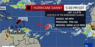 Eye4weather 5:00 pm advisory: Hurricane Danny a bit stronger…