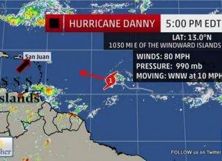 Eye4weather 5:00 pm advisory: Hurricane Danny a bit stronger…