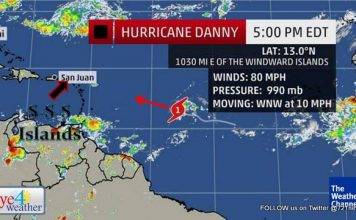 Eye4weather 5:00 pm advisory: Hurricane Danny a bit stronger…