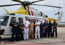 De Kustwachthelikopter, de AW139 is vrijdagmiddag teruggekeerd naar Curacao.