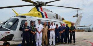 De Kustwachthelikopter, de AW139 is vrijdagmiddag teruggekeerd naar Curacao.