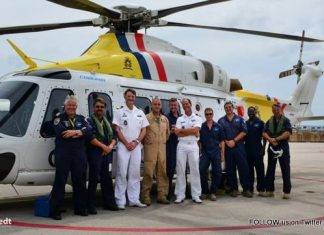 De Kustwachthelikopter, de AW139 is vrijdagmiddag teruggekeerd naar Curacao.