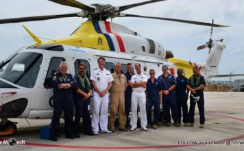 De Kustwachthelikopter, de AW139 is vrijdagmiddag teruggekeerd naar Curacao.