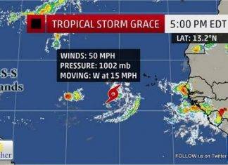 5PM UPDATE… Eye4weather: Tropical Storm Grace a little stronger…