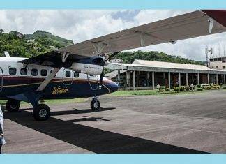 WINAIR provides service Canefield Airport, Dominica