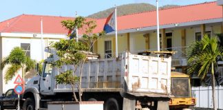 Government Building road blocked by heavy equipments