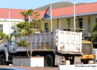 Government Building road blocked by heavy equipments