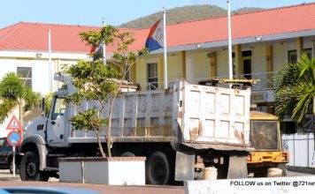 Government Building road blocked by heavy equipments