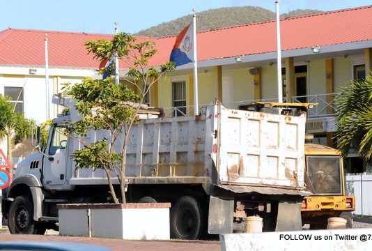 Government Building road blocked by heavy equipments