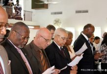 Members of the Council of Ministers and Governor attend Church Service marking Constitution Day