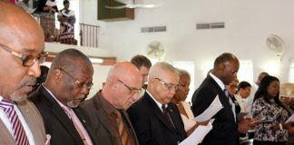 Members of the Council of Ministers and Governor attend Church Service marking Constitution Day