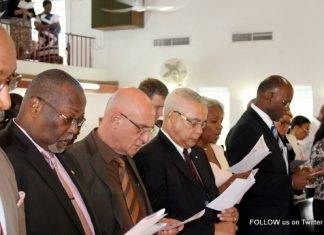 Members of the Council of Ministers and Governor attend Church Service marking Constitution Day