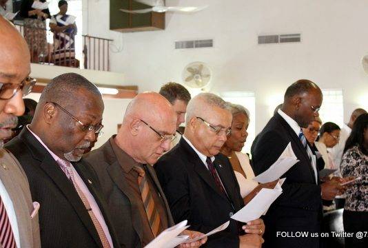 Members of the Council of Ministers and Governor attend Church Service marking Constitution Day