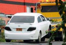 A white Toyota corolla found in Cayhill may be involved in Pan American Attempt robbery