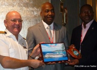 Minister Sams and Port officials welcome P&O Cruises New Flag Ship Britannia to St. Maarten
