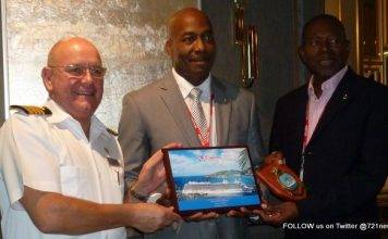 Minister Sams and Port officials welcome P&O Cruises New Flag Ship Britannia to St. Maarten