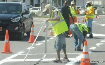 Road markings painting set for Cole Bay on Saturday