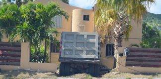 Loaded truck looses control