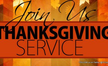 “Give Thanks At All Times!” the 17th Annual Thanksgiving Service to be held Sunday