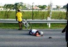 *** BREAKING NEWS ***: Cyclist fighting for his life as he was knocked down on airport road