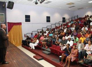 PM Marlin addresses the Charlotte Brookson Academy of the performance arts