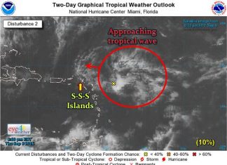 A tropical wave is expected to pass over Sint Maarten tonight or early tomorrow