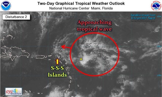 A tropical wave is expected to pass over Sint Maarten tonight or early tomorrow