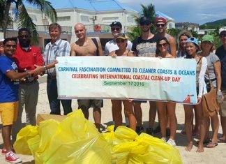 Carnival Fascination volunteers in cleaning Great Bay Beach
