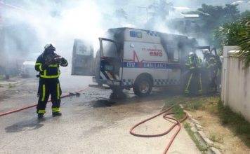 **UPDATE**: Ambulance bursts into flame after pick-up in Ebenezer