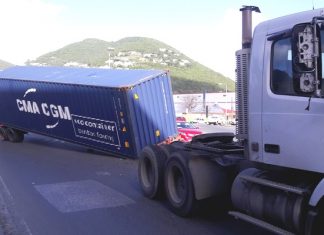 Trailer slips off its bedding