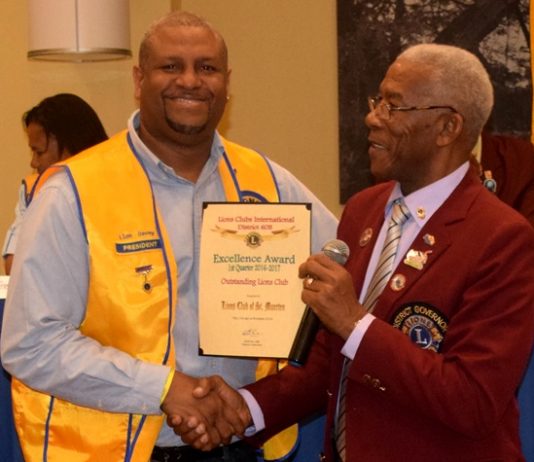 St. Maarten Lions awarded “Club of the Quarter”