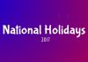 2017 & 2018 National Holidays