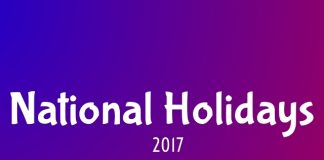 2017 & 2018 National Holidays